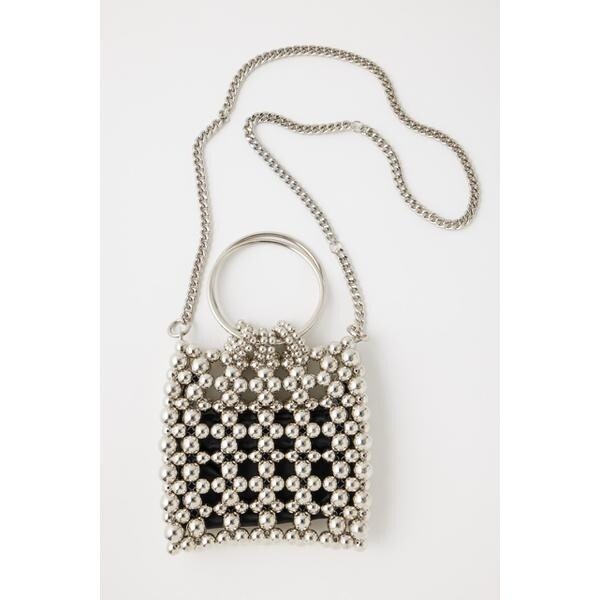 極美品　moussy silver beaded mini ショルダーバッグ MOUSSY（マウジー）の「SILVER BEADED MINI バッグ（ショルダー
