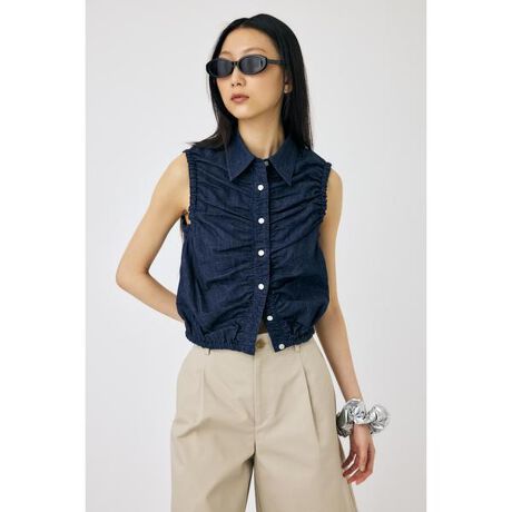 [^ԁF010HS230-2521]yGATHER SLEEVELESS DENIM SHIRTzMU[Ղ{GA[ȃVGbgA炵Ƒ̌^Jo[BƌVc܃fUCoXǂAV[XŒfm[X[uVcłBFȂ򊴁FȂLkFȂnFȂ