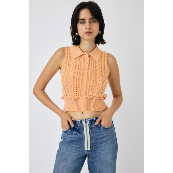 MOUSSY　CABLE KNIT POLO タンク 新品未使用 MOUSSY | CABLE KNIT POLO タンク (タンクトップ ) |SHEL'TTER