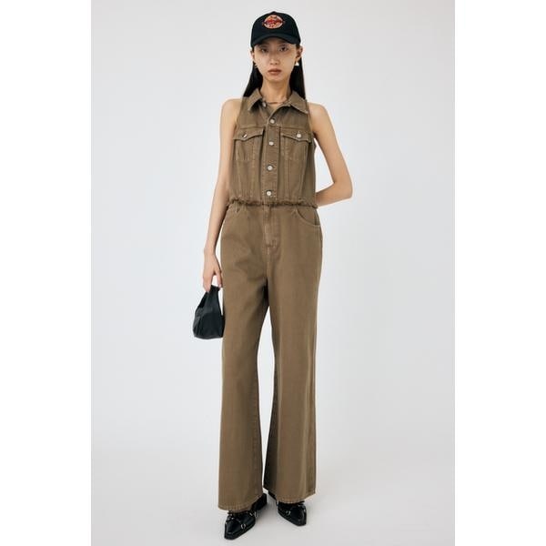 【美品】moussy マウジー CORSETSTRAPDENIM ジャンプスーツ セール】CORSET STRAP DENIM ジャンプスーツ（つなぎ