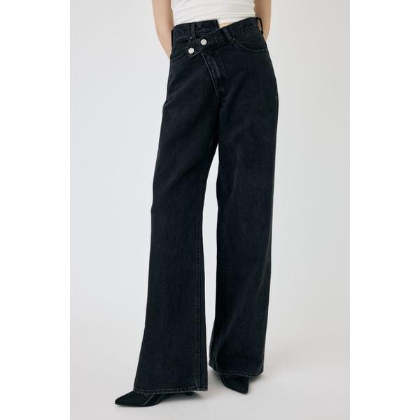 マウジー☆CROSS WAIST WIDE STRAIGHT MOUSSY CROSS WAIST WIDE STRAIGHT L/BLU1 -ファッション通販
