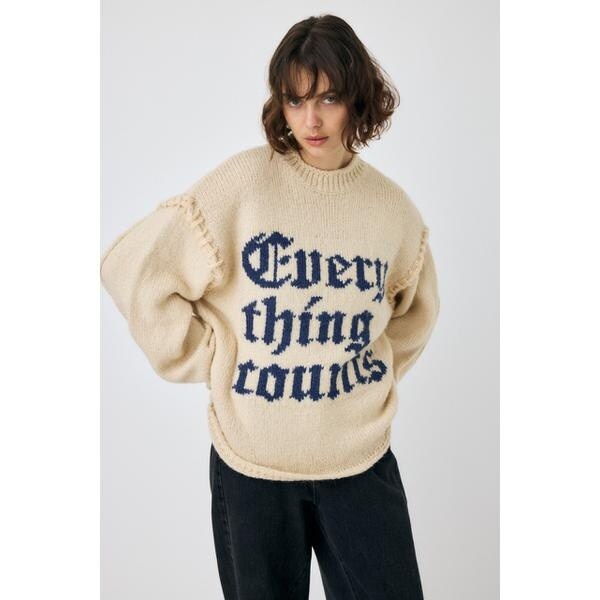 MOUSSY◆24AW/KNITTED WORDS SWEATER/FREE/ポリエステル/BEG/010HAQ70-4841 MOUSSY | KNITTED WORDS セーター (ニット ) |SHEL'TTER WEBSTORE