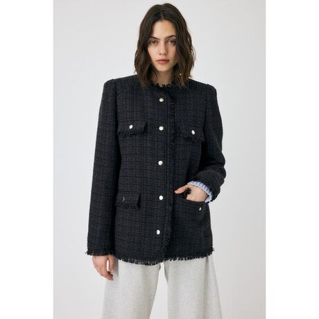 [^ԁF010HAS30-4181]yVELOUR TWEED JACKET ^ xAcC[hWPbgz