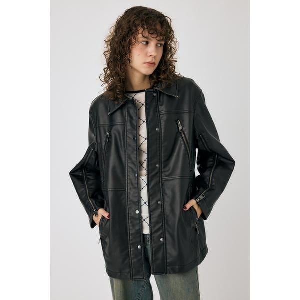 MOUSSY F/LEATHER A-2 FLIGHT ジャケット BLACK