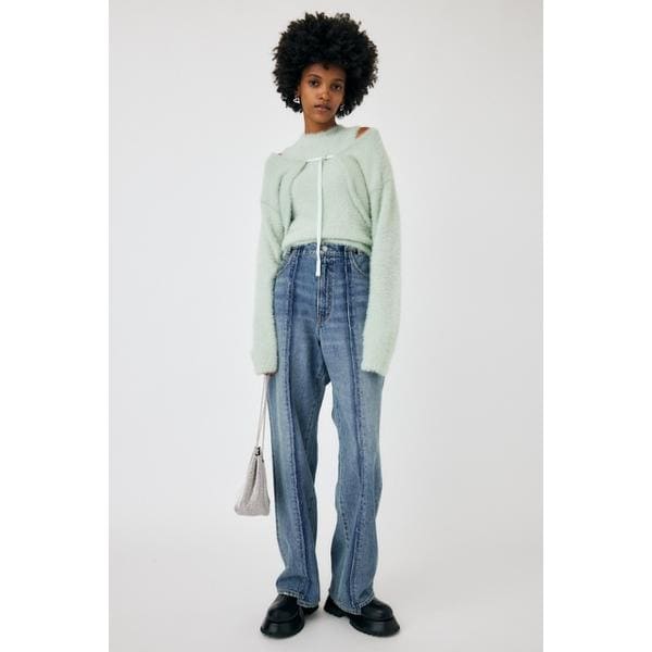 slit tank stitch CD knit ensemble gray（SHAGGY KNIT ボレロ