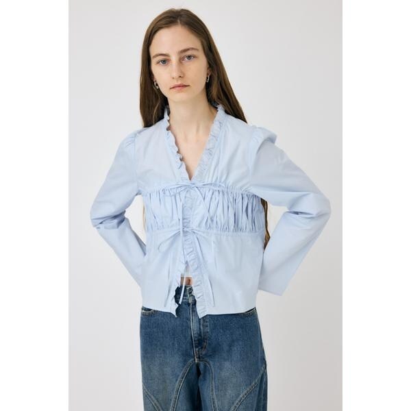 MOUSSY FRONT RIBBON GATHER ブラウス cf018-59234-03b.jpg?basethum=225