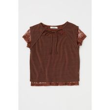 LACE LAYERED OPEN NECK トップス