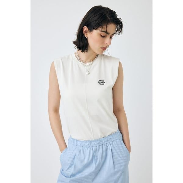 [�}���C]TINY LETTER SLEEVELESS �g�b�v�X/�}�E�W�[�iMOUSSY�j WHT