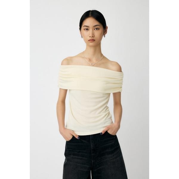 [�}���C]SHEER OFF SHOULDER �g�b�v�X/�}�E�W�[�iMOUSSY�j O/WHT1