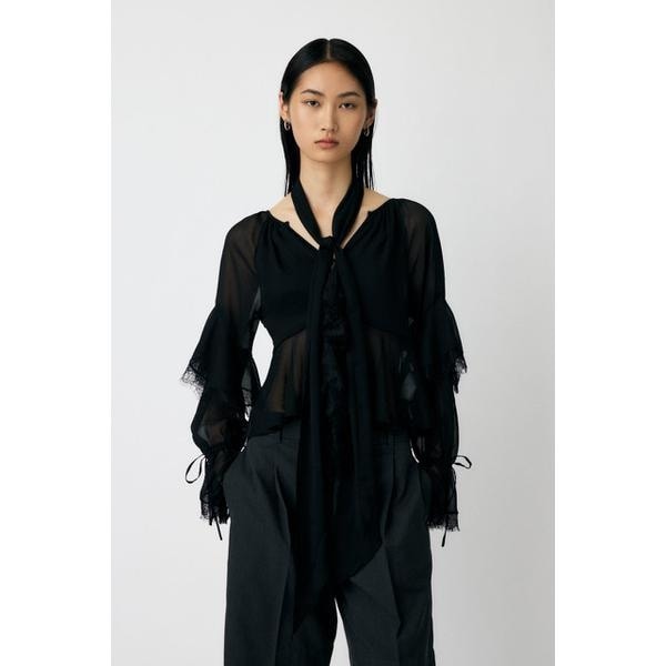 【洗える】スクエアケープスリーブブラウス　ホワイト　新品未使用タグ付き 洗える】スクエアケープスリーブブラウス | ノーブル(Noble