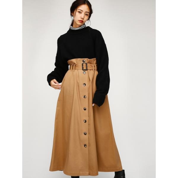 FRONT BUTTON LONG SKIRT】moussy-