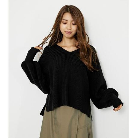 ボリュームスリーブV/N KNIT TOP | リエンダ(rienda) | マルイウェブ 