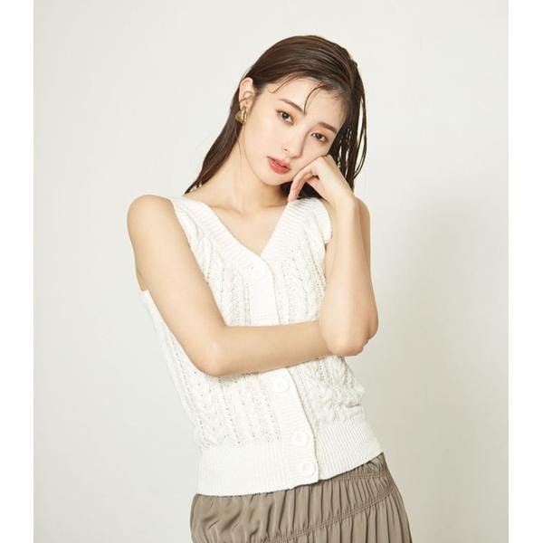 リエンダ　リボンデティールキャミセットカーディガン rienda リボンデティールキャミセットカーディガン YEL