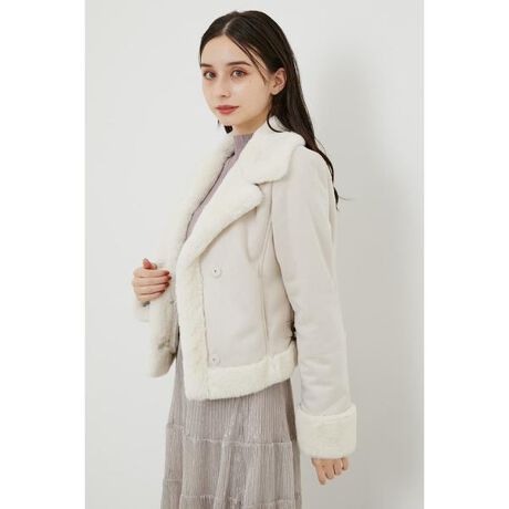 rienda カッティングFファーコート WEB限定】Faux Furフーディー
