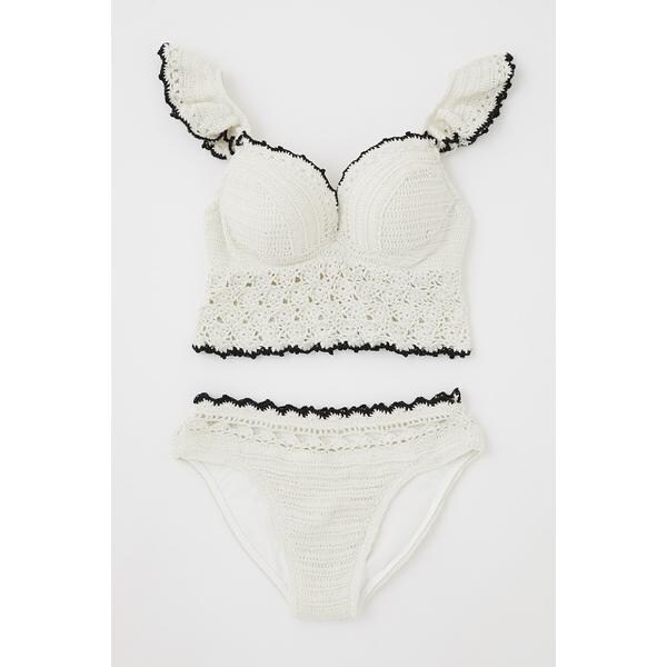 フリルショルダークロシェワイヤーカップビキニ フリルショルダークロシェワイヤーカップbikini(504656549