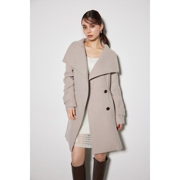 rienda 岡崎紗絵さん着用 オーバーネックシンデレララインミニコート rienda | 【岡崎紗絵さん着用アイテム】オーバーネック