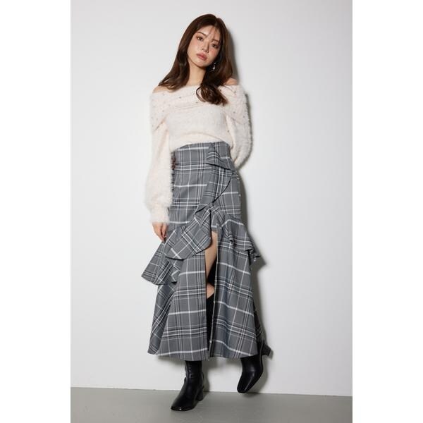 rienda チェックフリルスリットスコートショートパンツ  スカート チェックフリルスリットスコートショートパンツ｜リエンダの通販