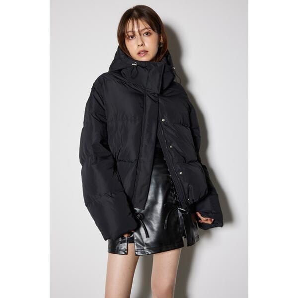 美品】リエンダ ラッフル襟エコファームートンコートS黒 【美品 