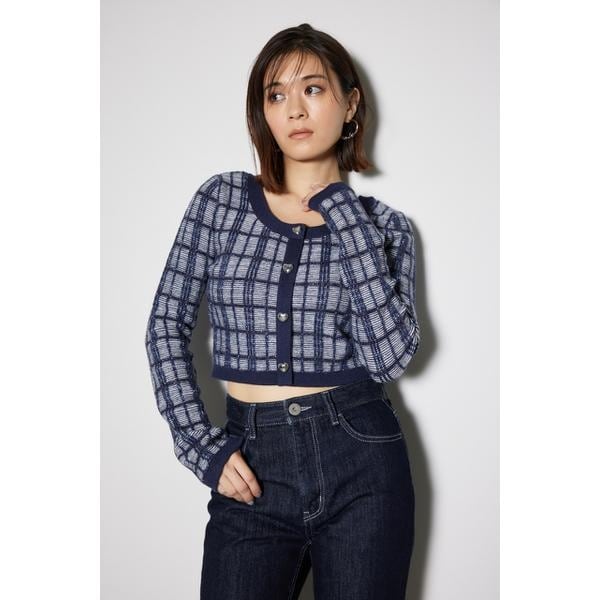 2WAYチェックニットカーディガン