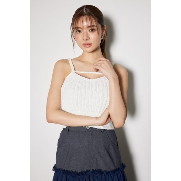2WAYショルダーリボンクロス ニット トップス | リエンダ(rienda