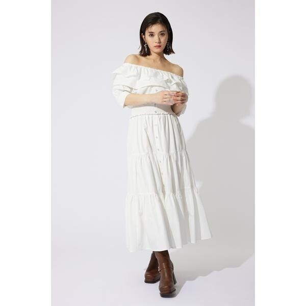 完売品rienda リエンダ ウエストシャーリングタックデザインフレアスカート ウエストシャーリングタックデザインフレアスカート | リエンダ