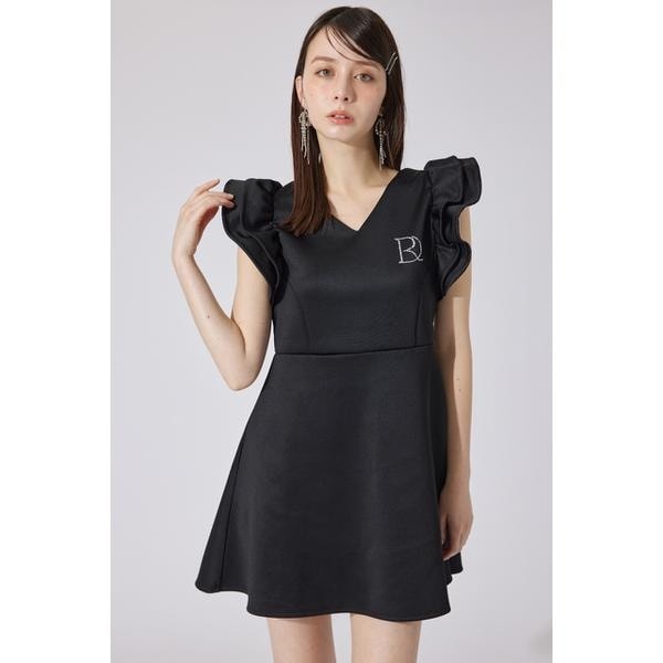 リエンダ rienda フリルスリーブバイカラーワンピース 新品タグ付き セール】フリルスリーブバイカラーワンピース 春服（ワンピース