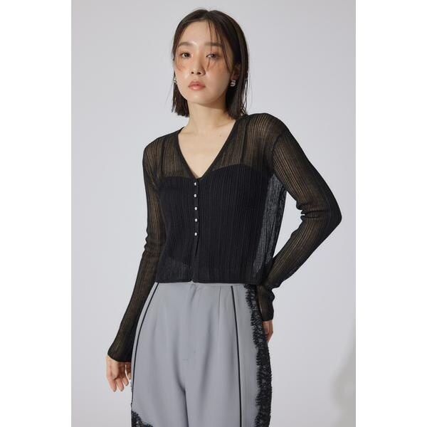 rienda - rienda 2WAYビジューツイードパターンニットカーデトップス rienda｜2wayスリットデザインKnitカーデ | Rakuten Fashion