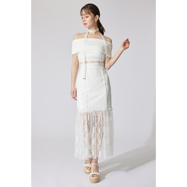 Y*i様 rienda（リエンダ） レースコンビオフショルカットワンピース リエンダ rienda レースコンビオフショルカットワンピース （BLU