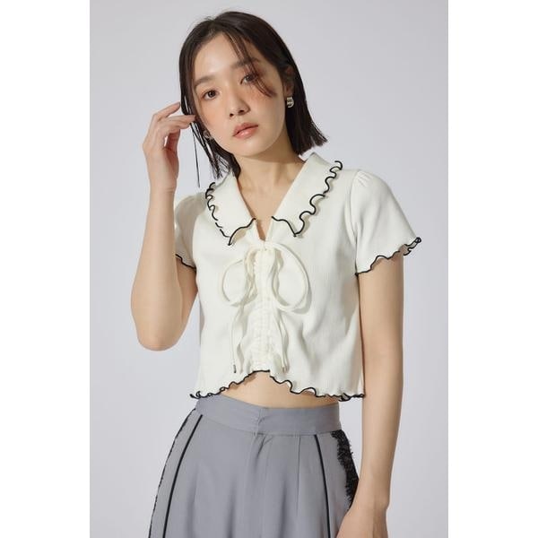 tシャツ 「AKB48千葉恵里さん着用」シャーリングカットトップス 夏服 シアートップス レディース AKB48千葉恵里さん着用】シャーリングカットトップス 夏服