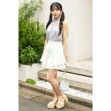 【AKB48 秋山由奈さん着用】レイヤードヘムコルセットスコートショートパ 