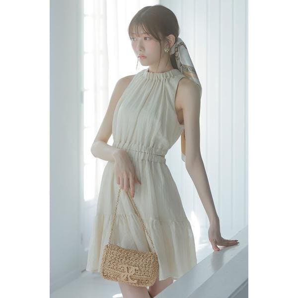 rienda 新品女神ワンピホルターネックギャザーミニフレアワンピース AKB48 千葉恵里さん着用・女神ワンピ】ホルターネックギャザーミニフレ