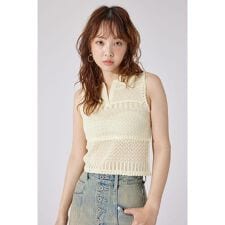 【AKB48 千葉恵里さん着用】スキッパークロシェニットトップス