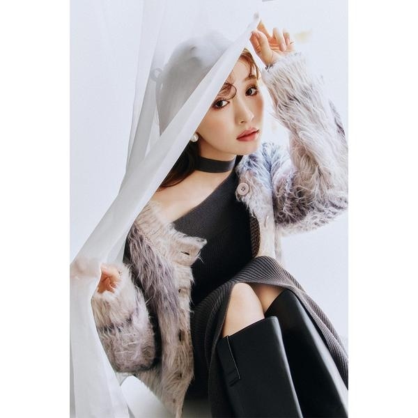 リエンダ（rienda）/2WAYロングシャギーチェックショートニットカーディガン 2WAYロングシャギーチェックショートニットカーディガン | リエンダ