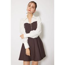 リエンダ(rienda)のシャツドッキングフレアニットミニワンピース