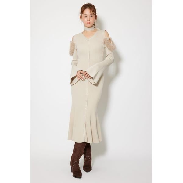 【^_^】many wayショルダーフェイクファーニットワンピース many wayショルダーフェイクファーニットワンピース | リエンダ