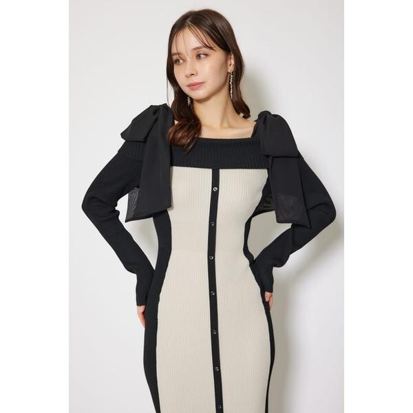 バイカラーオフショルリボンニットワンピース | リエンダ(rienda