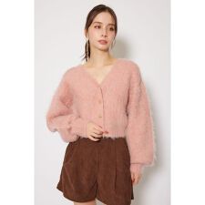 W faceシャギーニットカーディガン