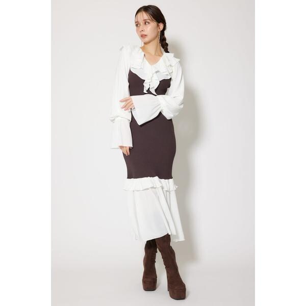 【タグ付き】rienda ダブルフリルコンビニットワンピース ダブルフリルコンビニットワンピース｜リエンダの通販｜&mall（アンド