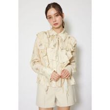 2WAYフリルフラワーブラウス