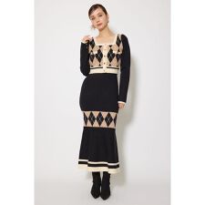 リエンダ(rienda)のアーガイルバイカラーカーディガンセットニットワンピース