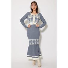 リエンダ(rienda)のアーガイルバイカラーカーディガンセットニットワンピース