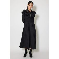 フロントZIPフリルシャツワンピース