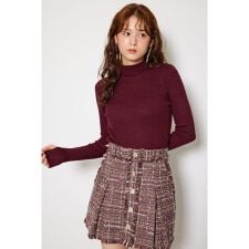 サムホール付きウォッシャブルハイネックニットトップス