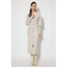 パフロングスリーブニットタイトワンピース