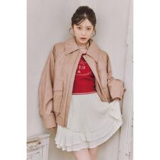 ライナー付きフェイクレザーブルゾン