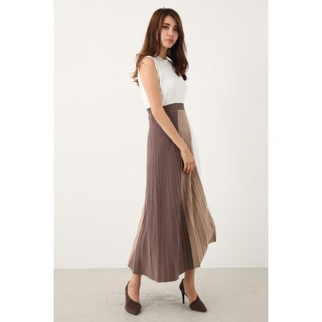 Color Block Pleat Knit OP | リエンダ(rienda) | マルイウェブチャネル 