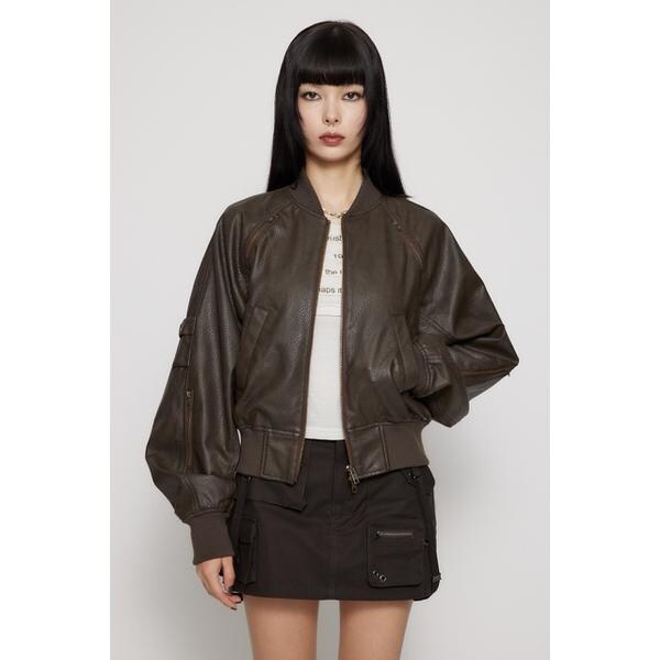 laguagem CROPPED FAUX LEATHER ブルゾン 楽天市場】CROPPED FAUX LEATHER ブルゾン／ラグア ジェム