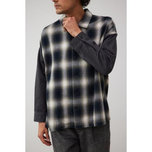 袖切替チェック柄シャツジャケット | アズールバイマウジー(AZUL BY