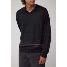 編地変化長袖ニットポロ