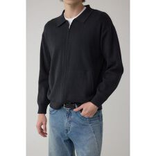 ジップアップ襟付きニットカーディガン